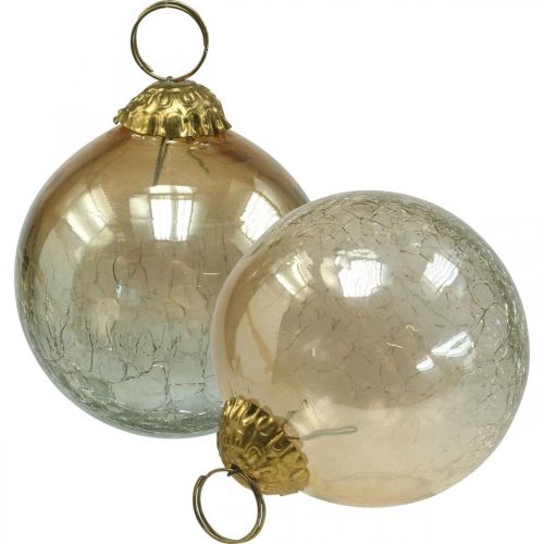 Floristik21 Weihnachtskugeln Glas Christbaumkugeln Klar, Braun Ø8cm 4St