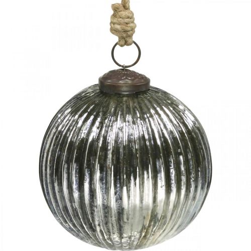 Floristik21 Weihnachtskugeln Glas Christbaumkugeln Silbern mit Rillen Ø10cm 2St