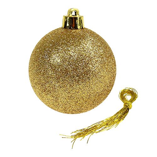 Floristik21 Weihnachtskugeln Gold, Rot Mix Kunststoff Ø6cm 30St