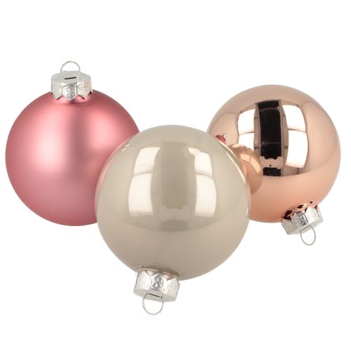 Floristik21 Exklusive Christbaumkugeln Rosa Silbergrau Glas Ø7,5cm 14er-Set