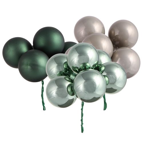 Floristik21 Weihnachtskugeln am Draht Glas Grün Grau dekorativ Ø40mm 32 Stück für festlichen Schmuck