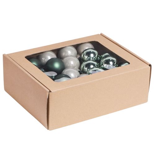 Artikel Weihnachtskugeln am Draht Glas Grün Grau dekorativ Ø40mm 32 Stück für festlichen Schmuck