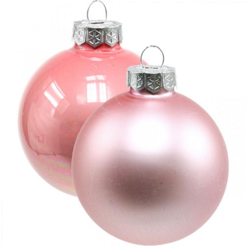 Floristik21.de Weihnachtskugeln Glas Ø4cm Rosa, Creme Mix H4,5cm 24St12644