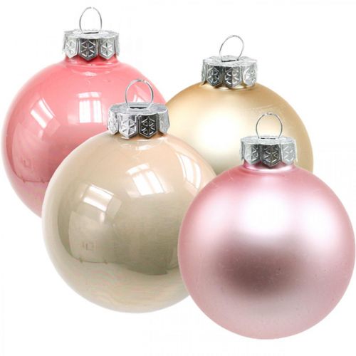 Floristik21 Weihnachtskugeln Glas Rosa Creme Glaskugeln Ø6cm 28St