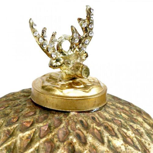 Floristik21 Weihnachtskugeln Rentier Vintage Baumschmuck Gold Ø12cm 2St
