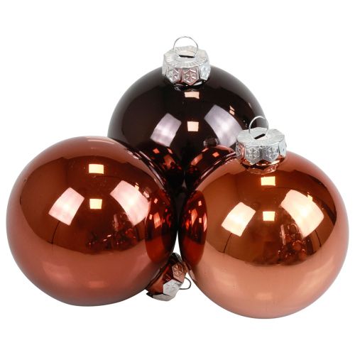 Weihnachtskugeln Glas Braun Mix Baumkugeln Glanz Ø7,5cm 12St einkaufen | Floristik21.de
