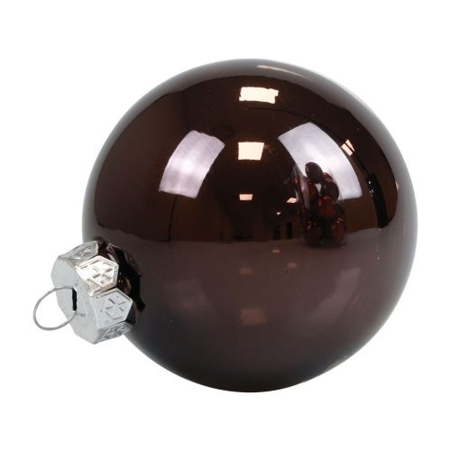 Weihnachtskugeln Glas Braun Mix Baumkugeln Glanz Ø7,5cm 12St | Floristik21.de