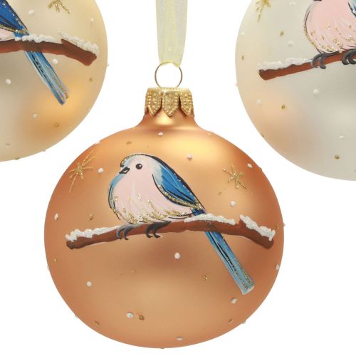 Floristik21 Weihnachtskugeln Glas Christbaumkugel Vogel Winter Ø8cm 6St