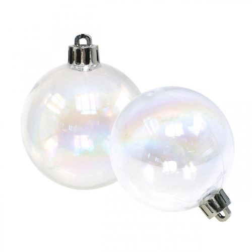 Floristik21 Weihnachtskugeln Kunststoff Transparent Irisierend Ø6cm 12St