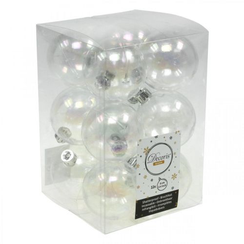 Floristik21 Weihnachtskugeln Kunststoff Transparent Irisierend Ø6cm 12St