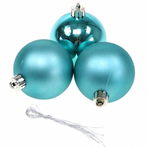 Floristik21.de Christbaumschmuck Weihnachtskugel Türkis Ø6cm 12St
