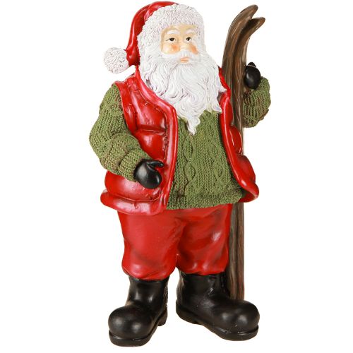 Floristik21 Weihnachtsmann Deko Figur Handbemalt mit Ski 14x10,5x24,5cm