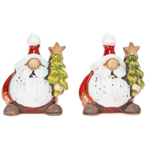 Weihnachtsmann Figuren mit Tannenbaum aus Keramik 7cm 2er-Set für Innenbereich | Floristik21.de