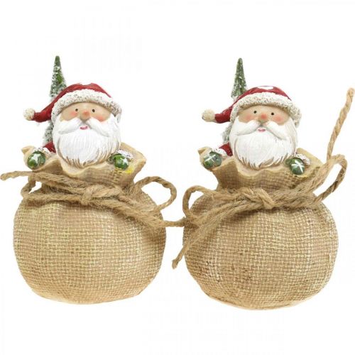 Deko Figur Weihnachtsmann im Sack Weihnachtsdeko Ø8cm/H13cm 2St