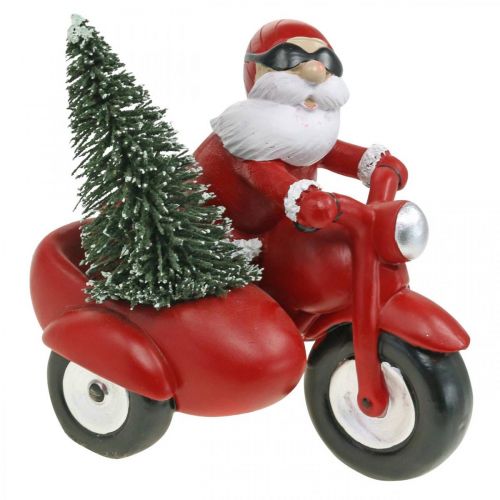 Floristik21 Deko-Figur Weihnachtsmann auf Motorrad mit Tanne 19,5×13×16cm