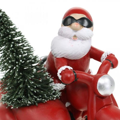 Floristik21 Deko-Figur Weihnachtsmann auf Motorrad mit Tanne 19,5×13×16cm