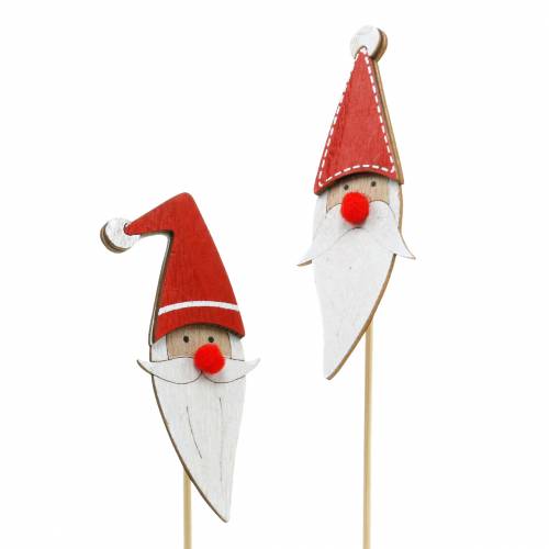 Versandkostenfreier Markt Floristik21.de Holzstecker Weihnachtsmann Weiß, L36/36,5cm mit Natur Metallfeder Rot, 12/13cm 12St-69006