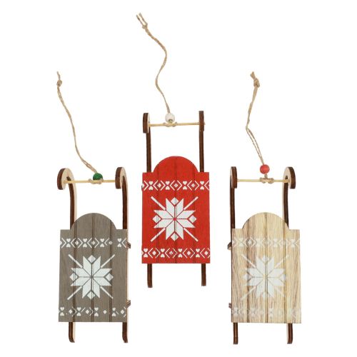 Weihnachtsschlitten Deko Schlitten Holz 16x6x5cm 3St