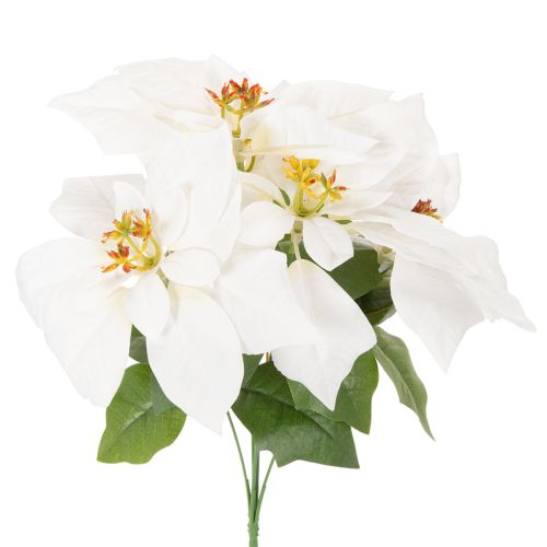 Kunstblume Weihnachtsstern Weiß 40cm Kunststoff und Kunstseide