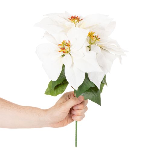 Kunstblume Weihnachtsstern Weiß 40cm Kunststoff und Kunstseide | Floristik21.de