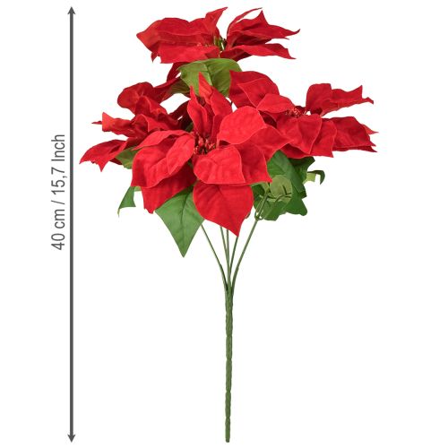 Floristik21 Weihnachtsstern Rot Künstliche Pflanze 40cm 5 Blüten Dekoration