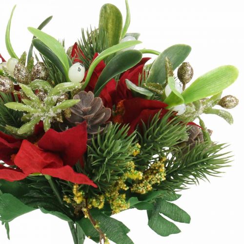 Floristik21 Künstlicher Winterstrauß mit Zapfen, Adventsdeko L30cm Bund von 4St