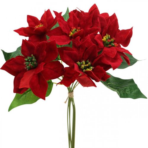 Artikel Künstlicher Weihnachtsstern Rot Seidenblumen Deko 6St im Bund