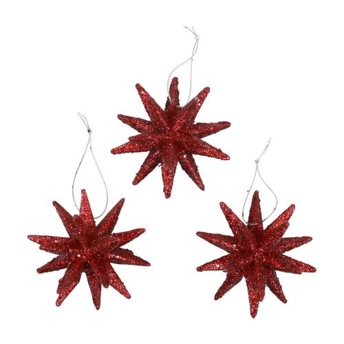 Floristik21 Weihnachtssterne Weihnachtsschmuck Rot Glitter Ø7cm 6 St