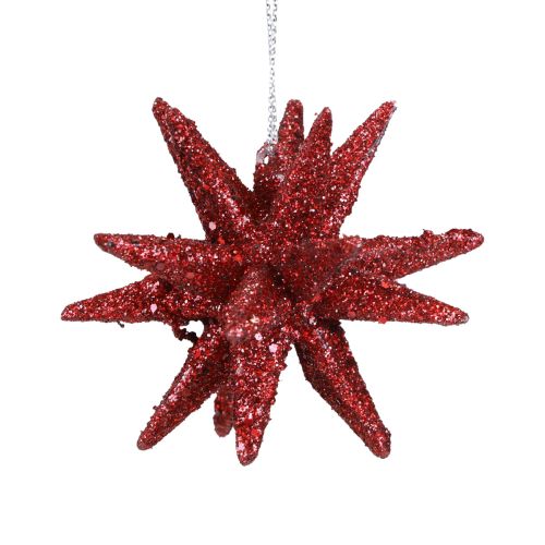 Floristik21 Weihnachtssterne Weihnachtsschmuck Rot Glitter Ø7cm 6 St