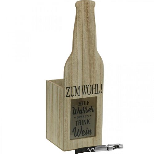 Präsentkiste, Flaschenhalter „Zum Wohl“, Geschenkkiste mit Flaschenöffner H35cm B10,5cm