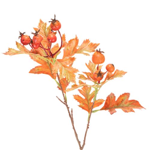 Artikel Künstlicher Weißdornzweig mit Blättern und Beeren 62cm Orange-Grün-Rot für Innenbereich