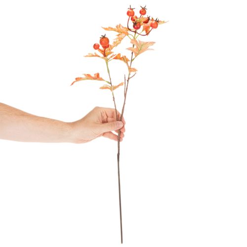Artikel Künstlicher Weißdornzweig mit Blättern und Beeren 62cm Orange-Grün-Rot für Innenbereich