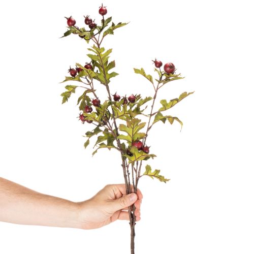 Künstlicher Weißdorn-Zweig mit roten Beeren, 110 cm, Kunststoff | Floristik21.de
