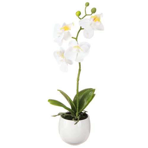 Großhandel Weiße Orchidee Kunstblumen im Keramiktopf, pflegeleichte Dekoration, Höhe 33cm