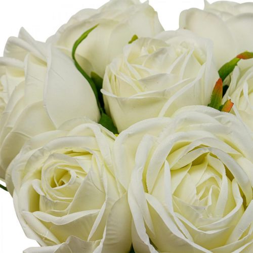 Weiße Rosen Seidenblumen Kunstrosen im Bund H28cm 7St
