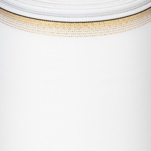 Artikel Weißes Kranzband Moiré mit Gold-Perlkante 175mm - Elegantes Schleifenband für Dekoration und Floristik