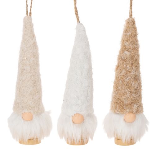 Deko Wichtelfiguren Holz Textil 17 cm Beige Weiß Braun 6er-Set Innenbereich