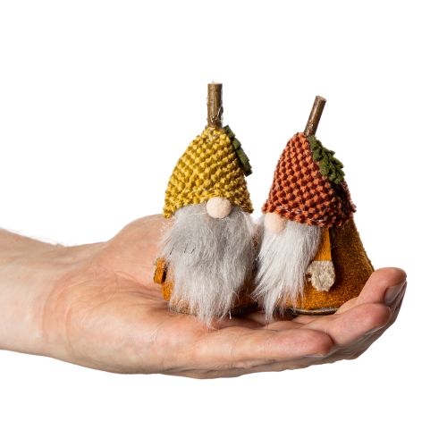 Artikel 6er-Set Wichtelfiguren mit Strickmützen aus Stoff und Kunststoff, Herbstfarben, ca. 10 cm hoch