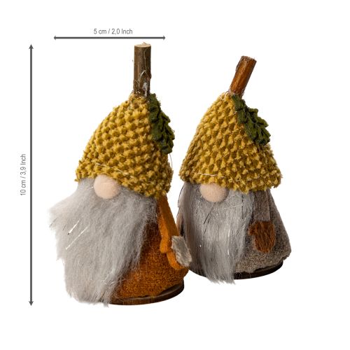Artikel 6er-Set Wichtelfiguren mit Strickmützen aus Stoff und Kunststoff, Herbstfarben, ca. 10 cm hoch