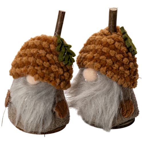 6er-Set Wichtelfiguren mit Strickmützen aus Stoff und Kunststoff, Herbstfarben, ca. 10 cm hoch | Floristik21.de