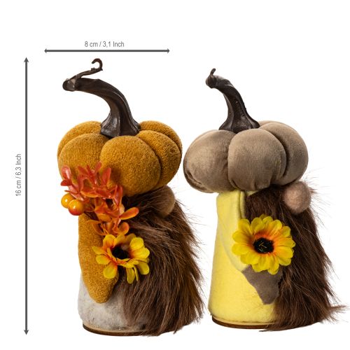 Herbstfigur Kürbiswichtel 16 cm Stoff Orange und Braun 2er-Set | Floristik21.de