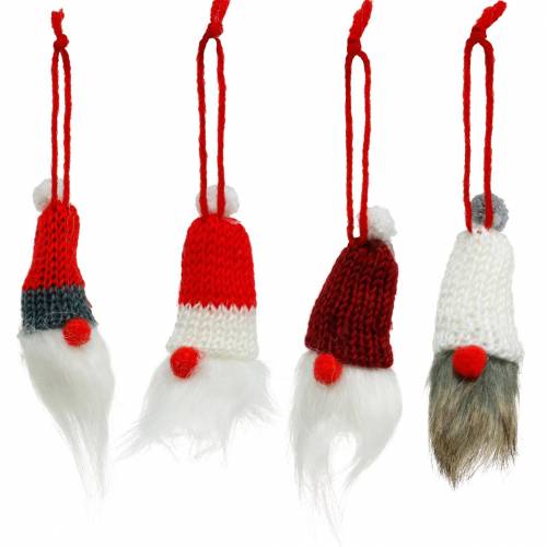 Wichtel mit Zipfelmütze zum Hängen Rot, Weiß, Grau L10–12cm 12St
