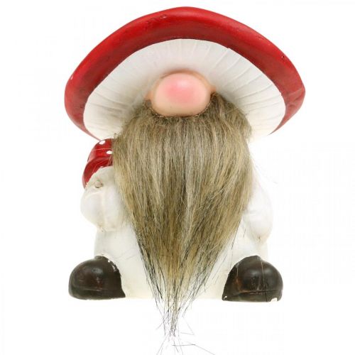 Deko Wichtel Keramik Pilzhut Tischdeko Rot, Weiß H10,5cm 3St