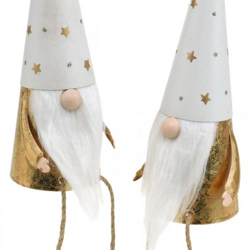 Wichtel Weihnachten Deko-Figur Weiß, Gold Ø6,5cm H22cm 2St