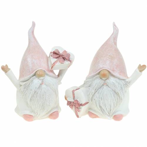 Floristik21 Weihnachtsdeko Wichtel Rosa/Weiß 11,5cm 2St