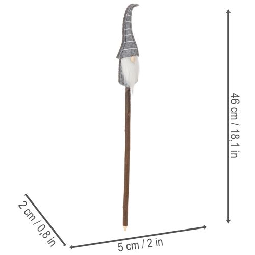 Wichtel Dekofigur aus Holz und Stoff mit gestreifter Mütze, 46 cm, Grau und Rot, 6 Stück | Floristik21.de