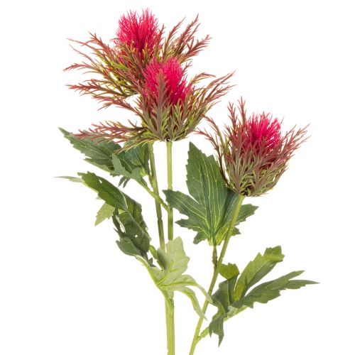 Künstlicher Distelzweig aus Kunststoff rot 67cm 3Blüten für Innenbereich | Floristik21.de