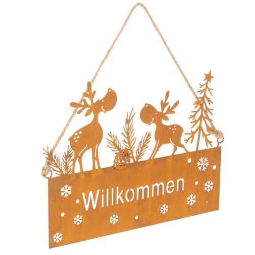 Willkommensschild Edelrost Rentier Winterdeko L22cm 2St einkaufen | Floristik21.de