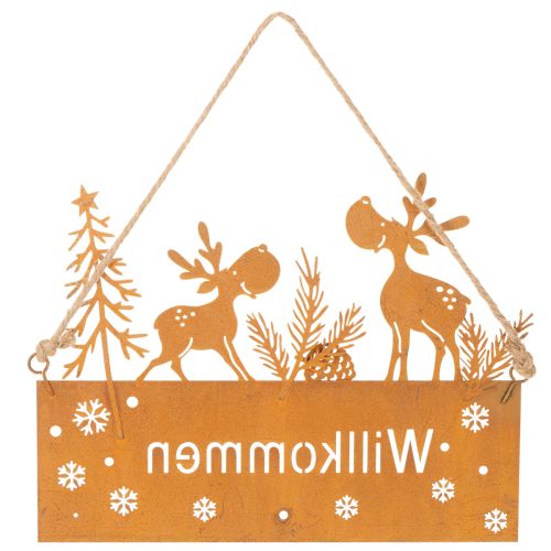 Willkommensschild Edelrost Rentier Winterdeko L22cm 2St | Floristik21.de