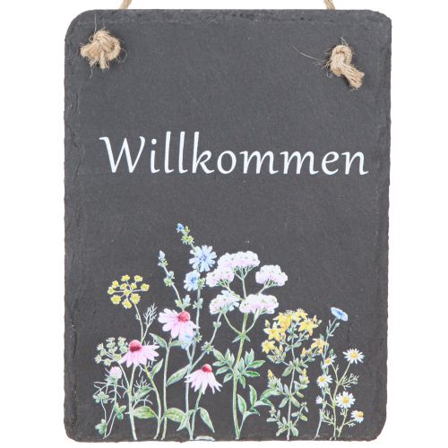 Floristik21 Willkommensschild Schieferplatte 20x15cm Hängedeko Set 2St